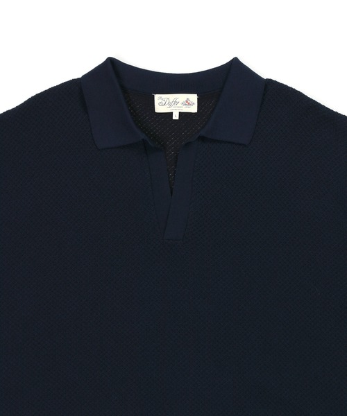 The DUFFER of ST.GEORGE（ザダファーオブセントジョージ）の「BCI COTTON MESH KNIT SKIPPER POLO：メッシュニット スキッパーポロ / ドライタッチ / 軽量 / サマーニット（ポロシャツ・メンズ・ブラック/キナリ/ネイビー・X-LARGE/LARGE/MEDIUM）」の17枚目の写真