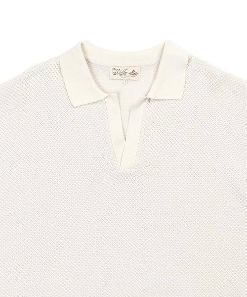 The DUFFER of ST.GEORGE（ザダファーオブセントジョージ）の「BCI COTTON MESH KNIT SKIPPER POLO：メッシュニット スキッパーポロ / ドライタッチ / 軽量 / サマーニット（ポロシャツ・メンズ・ブラック/キナリ/ネイビー・X-LARGE/LARGE/MEDIUM）」の15枚目の写真