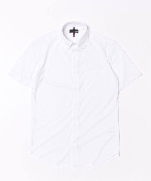 TAKA-Q(タカキュー)の「ストレッチ 吸水速乾 ノンアイロン ニット スタンダードフィット ボタンダウン 半袖 ビジネス ドレス ワイシャツ メンズ(ビジネスシャツ・メンズ・ホワイト・LARGE/S/MEDIUM/X-LARGE/3L)」の2枚目の写真
