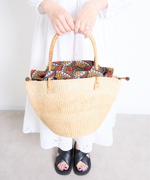 artipur COTTAGE(アルティプールコテージ)の「TKK : アフリカ柄 バスケット かごバッグインナーバッグ(かごバッグ・レディース・グリーン/マスタード/ブラウン・FREE)」の9枚目の写真