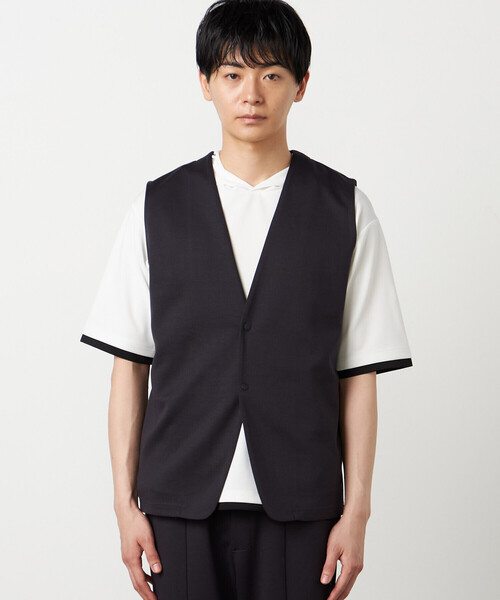 COMME CA ISM(コムサイズム)の「【セットアップ対応】ダンボールニット ベスト(ベスト・メンズ・ブラック/チャコール・MEDIUM/LARGE)」の9枚目の写真