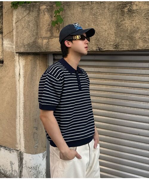 MOOVN(ムブン)の「ストライプカラー ハーフニット ネイビー(ニット/セーター・メンズ・その他・MEDIUM/LARGE)」の6枚目の写真