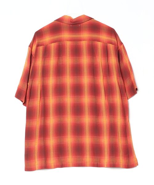 MINEDENIM(マインデニム)の「MINEDENIM (マインデニム)Rayon Dobby Plaid S.S Open Collar SH(シャツ/ブラウス・メンズ・ブラック/レッド・1/2/3)」の3枚目の写真