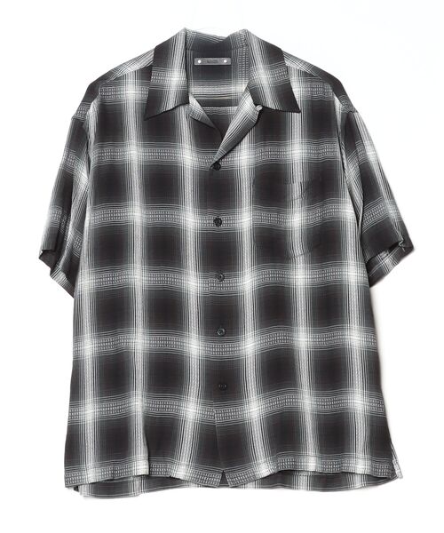 MINEDENIM(マインデニム)の「MINEDENIM (マインデニム)Rayon Dobby Plaid S.S Open Collar SH(シャツ/ブラウス・メンズ・ブラック/レッド・1/2/3)」の9枚目の写真
