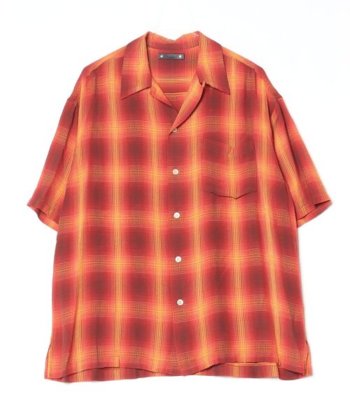 MINEDENIM(マインデニム)の「MINEDENIM (マインデニム)Rayon Dobby Plaid S.S Open Collar SH(シャツ/ブラウス・メンズ・ブラック/レッド・1/2/3)」の8枚目の写真