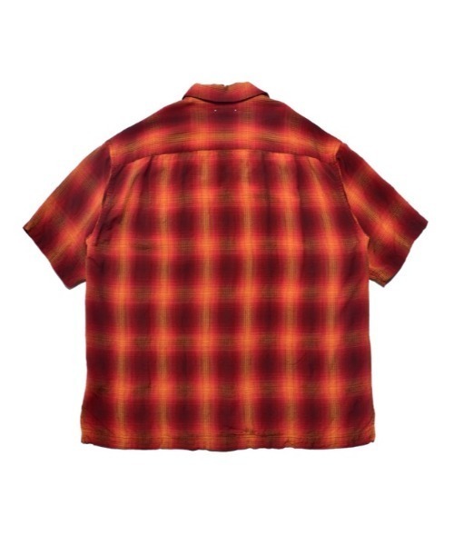 MINEDENIM(マインデニム)の「MINEDENIM (マインデニム)Rayon Dobby Plaid S.S Open Collar SH(シャツ/ブラウス・メンズ・ブラック/レッド・1/2/3)」の4枚目の写真