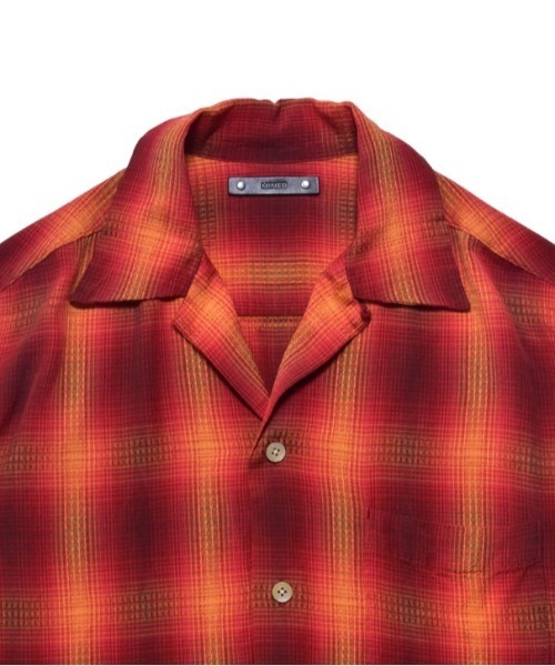 MINEDENIM(マインデニム)の「MINEDENIM (マインデニム)Rayon Dobby Plaid S.S Open Collar SH(シャツ/ブラウス・メンズ・ブラック/レッド・1/2/3)」の5枚目の写真