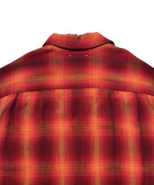MINEDENIM(マインデニム)の「MINEDENIM (マインデニム)Rayon Dobby Plaid S.S Open Collar SH(シャツ/ブラウス・メンズ・ブラック/レッド・1/2/3)」の6枚目の写真