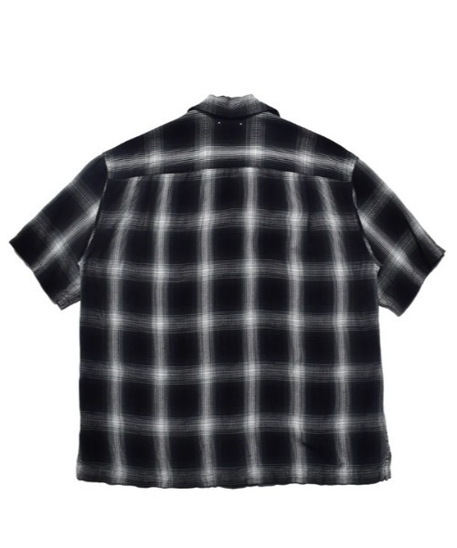 MINEDENIM(マインデニム)の「MINEDENIM (マインデニム)Rayon Dobby Plaid S.S Open Collar SH(シャツ/ブラウス・メンズ・ブラック/レッド・1/2/3)」の10枚目の写真