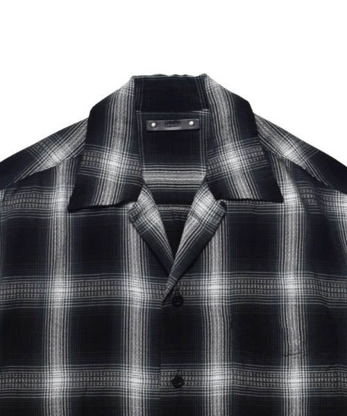 MINEDENIM(マインデニム)の「MINEDENIM (マインデニム)Rayon Dobby Plaid S.S Open Collar SH(シャツ/ブラウス・メンズ・ブラック/レッド・1/2/3)」の11枚目の写真