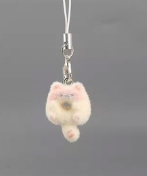 urge select】浮き輪 ネコ フロッキー加工 ストラップ（キーホルダー