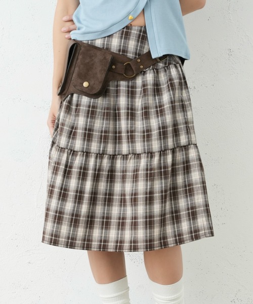 FCMM(エフシーエムエム)の「CHECK SKIRT/チェックスカート(スカート・レディース・ダークブルー/ブラウン/ネイビー・MEDIUM/SMALL)」の2枚目の写真