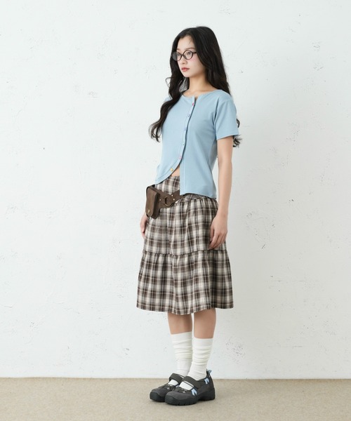 FCMM(エフシーエムエム)の「CHECK SKIRT/チェックスカート(スカート・レディース・ダークブルー/ブラウン/ネイビー・MEDIUM/SMALL)」の7枚目の写真