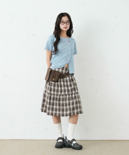 FCMM(エフシーエムエム)の「CHECK SKIRT/チェックスカート(スカート・レディース・ダークブルー/ブラウン/ネイビー・MEDIUM/SMALL)」の5枚目の写真