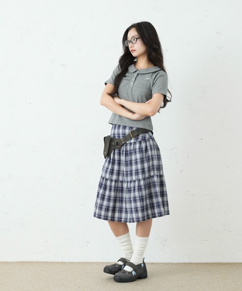 FCMM(エフシーエムエム)の「CHECK SKIRT/チェックスカート(スカート・レディース・ダークブルー/ブラウン/ネイビー・MEDIUM/SMALL)」の21枚目の写真
