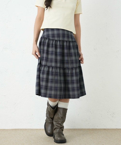 FCMM(エフシーエムエム)の「CHECK SKIRT/チェックスカート(スカート・レディース・ダークブルー/ブラウン/ネイビー・MEDIUM/SMALL)」の12枚目の写真