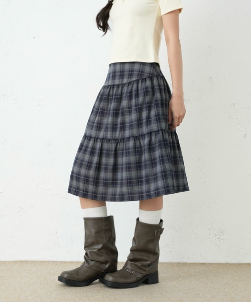 FCMM(エフシーエムエム)の「CHECK SKIRT/チェックスカート(スカート・レディース・ダークブルー/ブラウン/ネイビー・MEDIUM/SMALL)」の11枚目の写真