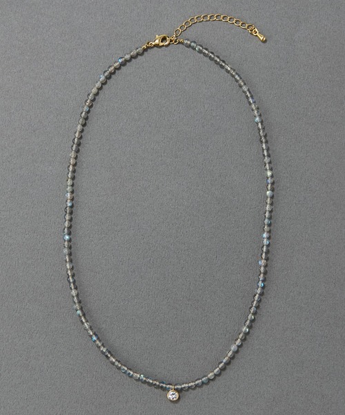 Phoebe(フィービィー)の「【金属アレルギー対応】ウィスパーストーンネックレス 天然石/ビーズネックレス/ステンレス/全長40cm(ネックレス・レディース・ピンク/ブルー/グレー・FREE)」の6枚目の写真