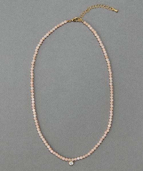 Phoebe(フィービィー)の「【金属アレルギー対応】ウィスパーストーンネックレス 天然石/ビーズネックレス/ステンレス/全長40cm(ネックレス・レディース・ピンク/ブルー/グレー・FREE)」の18枚目の写真