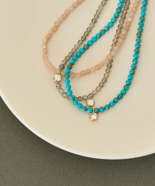 Phoebe(フィービィー)の「【金属アレルギー対応】ウィスパーストーンネックレス 天然石/ビーズネックレス/ステンレス/全長40cm(ネックレス・レディース・ピンク/ブルー/グレー・FREE)」の22枚目の写真