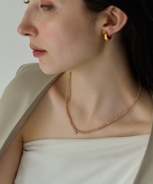 Phoebe(フィービィー)の「【金属アレルギー対応】ウィスパーストーンネックレス 天然石/ビーズネックレス/ステンレス/全長40cm(ネックレス・レディース・ピンク/ブルー/グレー・FREE)」の15枚目の写真