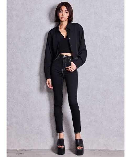 GYDA（ジェイダ）の「ハイウエストワンウォッシュスキニーパンツ（デニムパンツ・レディース・ブラック・LARGE/X-SMALL）」の11枚目の写真