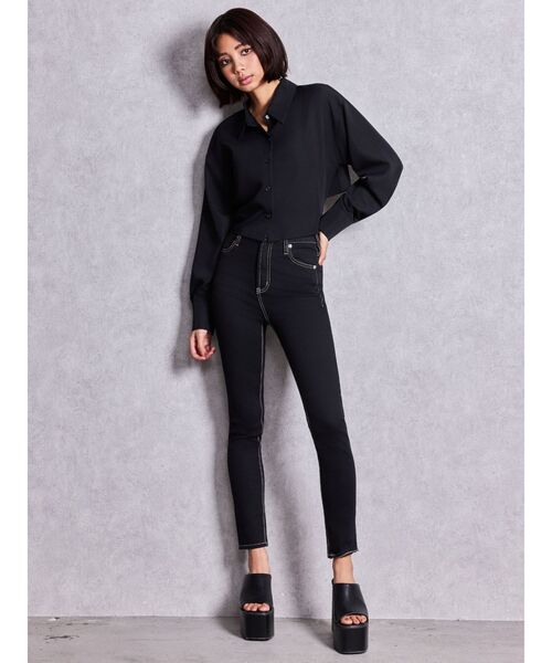 GYDA（ジェイダ）の「ハイウエストワンウォッシュスキニーパンツ（デニムパンツ・レディース・ブラック・LARGE/X-SMALL）」の12枚目の写真