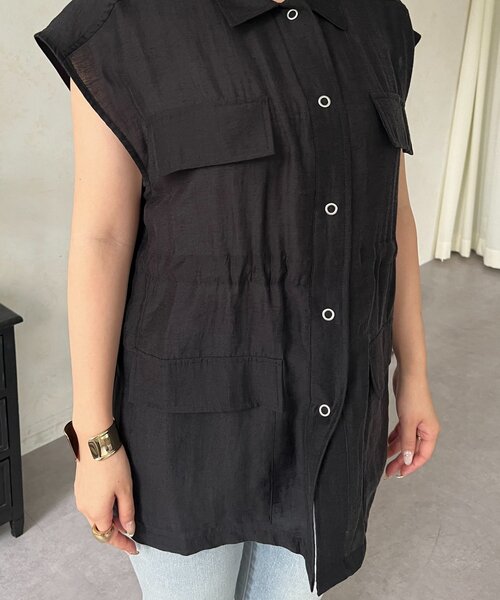 prose verse(プロズヴェール)の「ウエストドロストシアーベスト(ベスト・レディース・カーキ/ブラック・LARGE/MEDIUM)」の22枚目の写真