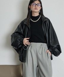 バルーンヘムドルマンフェイクレザーブルゾン