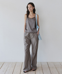 LACE SILKY SLEEVELESS, SAND BROWN