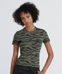 《WEB限定/DAILY/デイリー/WOMAN》 RIB CAMO S/S CREW NECK T-SHIRT