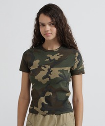《WEB限定/DAILY/デイリー/WOMAN》 RIB CAMO S/S CREW NECK T-SHIRT