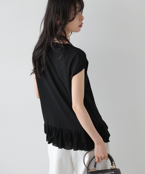 AMELY(エミリー)の「フリルヘム ニットベスト(ベスト・レディース・ホワイト/ブラック/イエロー/ピンク/ベージュ・フリー)」の10枚目の写真