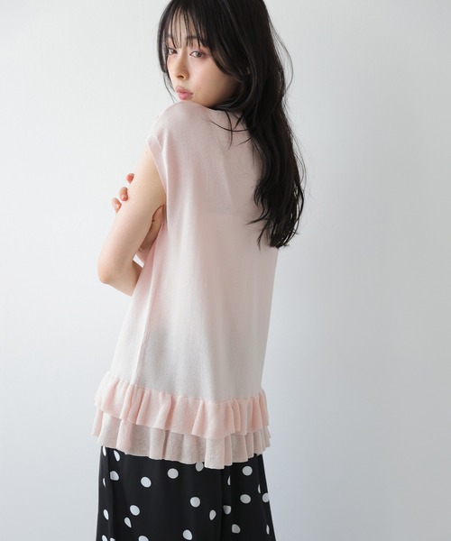 AMELY(エミリー)の「フリルヘム ニットベスト(ベスト・レディース・ホワイト/ブラック/イエロー/ピンク/ベージュ・フリー)」の20枚目の写真