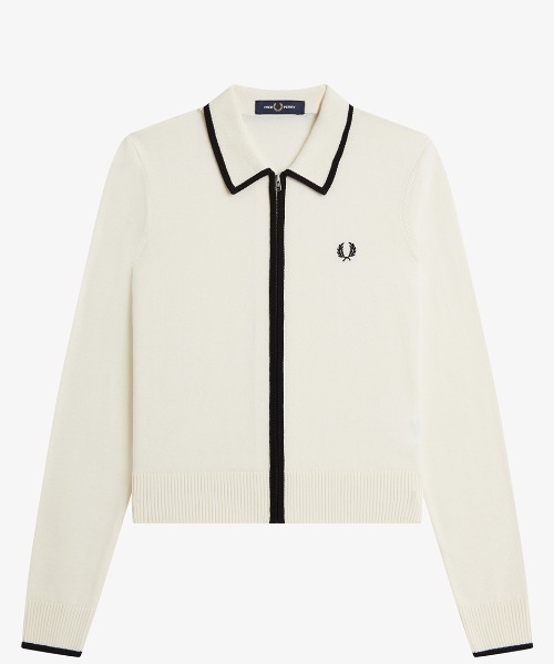 FRED PERRY(フレッドペリー)の「Zip-Through Knitted Shirt/ジップスルーニットシャツ(カーディガン/ボレロ・レディース・ベージュ/ネイビー・10)」の21枚目の写真