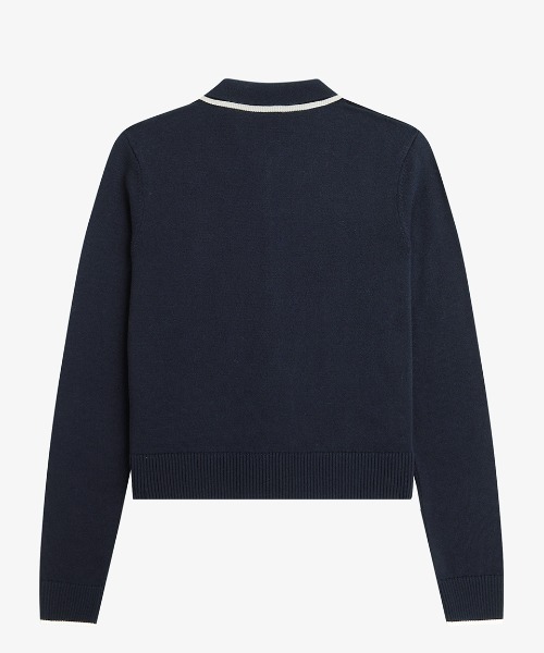 FRED PERRY(フレッドペリー)の「Zip-Through Knitted Shirt/ジップスルーニットシャツ(カーディガン/ボレロ・レディース・ベージュ/ネイビー・10)」の6枚目の写真