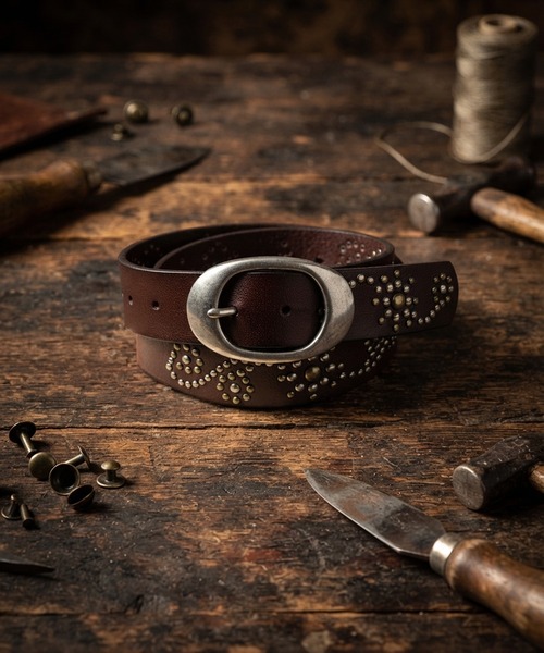JACKROSE(ジャックローズ)の「TACHIYA 38mm スタッズベルト(ベルト・メンズ・ダークブラウン/ブラック・FREE)」の2枚目の写真