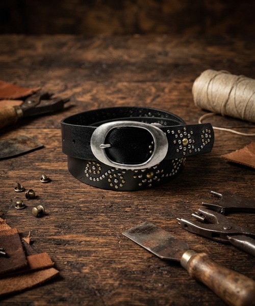 JACKROSE(ジャックローズ)の「TACHIYA 38mm スタッズベルト(ベルト・メンズ・ダークブラウン/ブラック・FREE)」の1枚目の写真