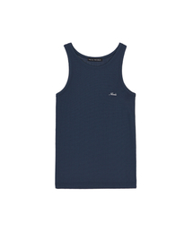 RIB EMBROIDERY SLEEVELESS TOP_NAVY
