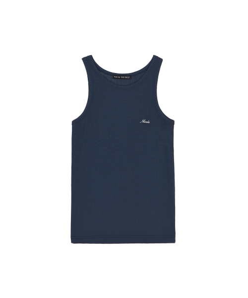 NICK&NICOLE(ニックアンドニコール)の「RIB EMBROIDERY SLEEVELESS TOP_NAVY(Tシャツ/カットソー・レディース・その他・FREE)」の1枚目の写真