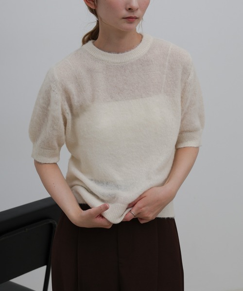 select MOCA(セレクトモカ)の「エアリーニットハーフスリーブトップス(ニット/セーター・レディース・ベージュ/グレー/ブラック/アイボリー・FREE)」の9枚目の写真