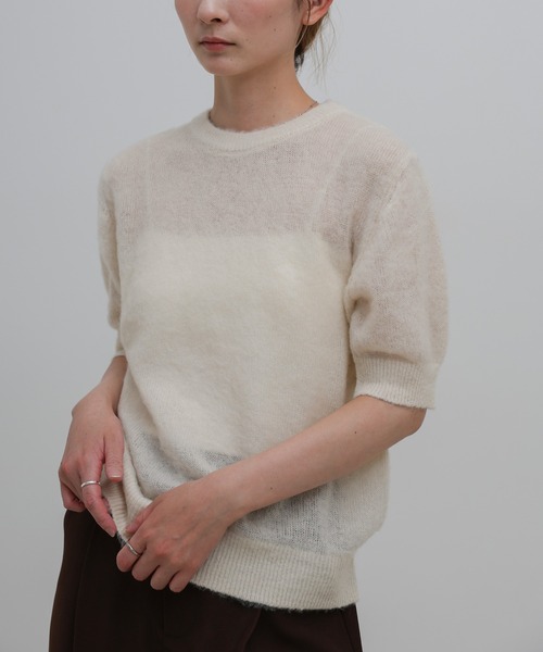 select MOCA(セレクトモカ)の「エアリーニットハーフスリーブトップス(ニット/セーター・レディース・ベージュ/グレー/ブラック/アイボリー・FREE)」の11枚目の写真