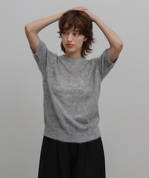 select MOCA(セレクトモカ)の「エアリーニットハーフスリーブトップス(ニット/セーター・レディース・ベージュ/グレー/ブラック/アイボリー・FREE)」の15枚目の写真