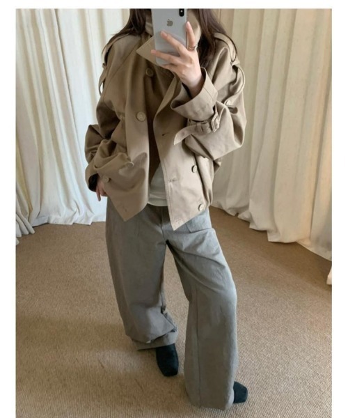 Ritzy（リッツィー）の「ショート丈トレンチジャケット（トレンチコート・レディース・カーキ・M/S/L）」の11枚目の写真