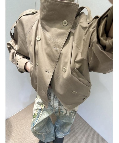 Ritzy（リッツィー）の「ショート丈トレンチジャケット（トレンチコート・レディース・カーキ・M/S/L）」の12枚目の写真