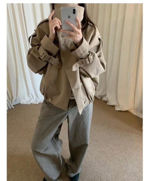 Ritzy（リッツィー）の「ショート丈トレンチジャケット（トレンチコート・レディース・カーキ・M/S/L）」の21枚目の写真