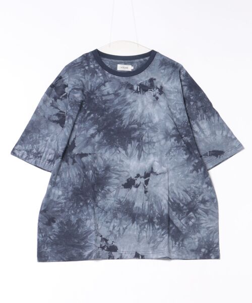 ATELANE(アテレーン)の「/ATELANE/タイダイ染めルーズシルエット半袖T(Tシャツ/カットソー・メンズ・ホワイト/ブラック系/ネイビー系・MEDIUM/LARGE)」の3枚目の写真