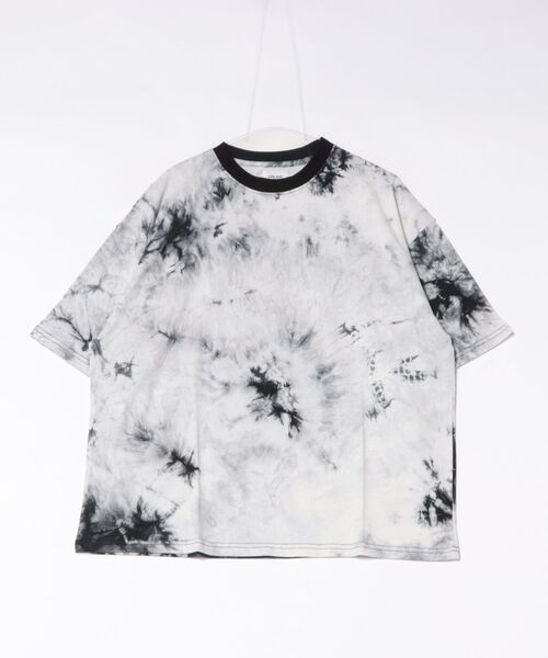 ATELANE(アテレーン)の「/ATELANE/タイダイ染めルーズシルエット半袖T(Tシャツ/カットソー・メンズ・ホワイト/ブラック系/ネイビー系・MEDIUM/LARGE)」の1枚目の写真