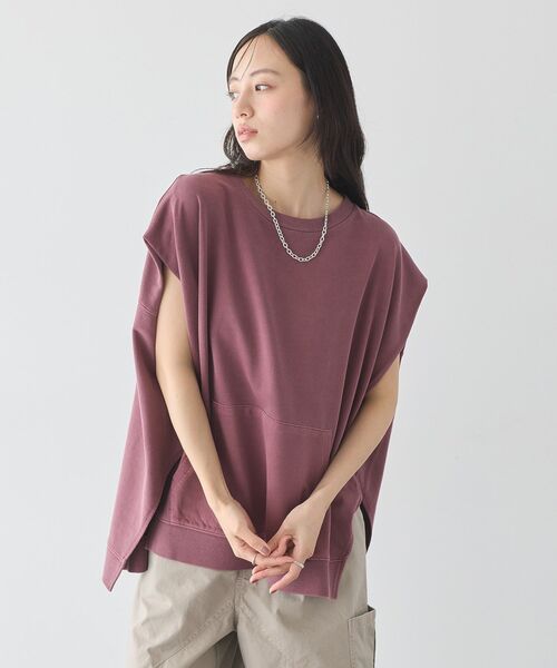 earth music&ecology(アースミュージックアンドエコロジー)の「ピグメントカンガルーポケットプルオーバー(パーカー・レディース・ベージュ/ボルドー/チャコールグレー・FREE)」の5枚目の写真