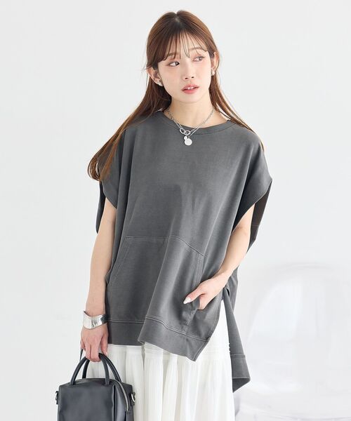 earth music&ecology(アースミュージックアンドエコロジー)の「ピグメントカンガルーポケットプルオーバー(パーカー・レディース・ベージュ/ボルドー/チャコールグレー・FREE)」の10枚目の写真